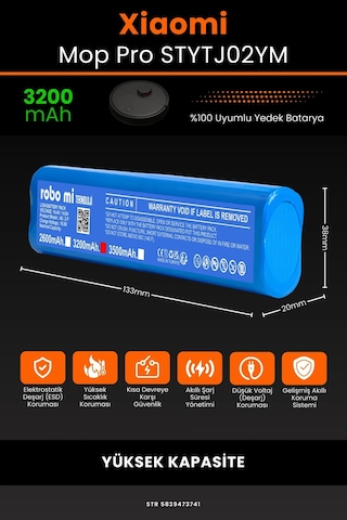 Xiaomi Mop Pro STYTJ02YM 3200mAh Robot Süpürge Bataryası