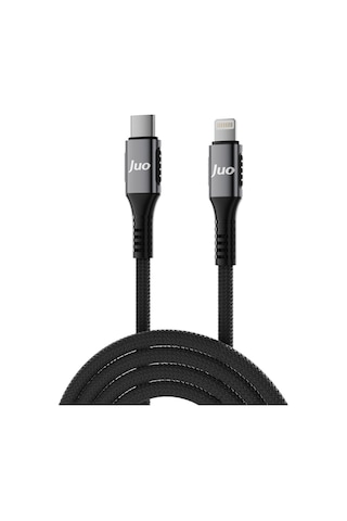 Juo JCBK271-B 27 W USB Type-C To Lightning Örgülü Hızlı Şarj Ve Data Kablosu 1 M