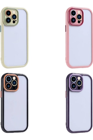 Apple Uyumlu iPhone 15 Pro Max Kılıf Kamera Korumalı Renkli Kenar Ve Çerçeve Tasarımlı Zore Vitamin Kapak Mürdüm