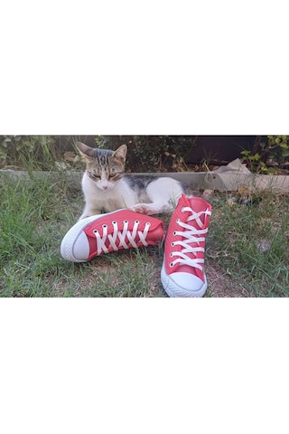Scarpe Magiche Kırmızı Örmeli Kız Ayakkabısı 31-35 Numara Arası Işıksızdır Kırmızı