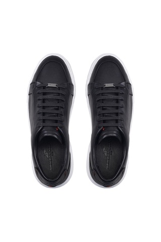 Siyah Bağcıklı Sneaker Erkek Ayakkabı -92115--antik Siyah 201 - Taban Rnk Beyaz Çok Renkli