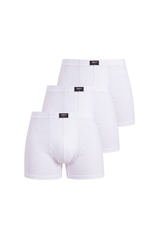 Arma Yıldız Beyaz Erkek Boxer Düz 3'lü Paket Pamuklu Likralı
