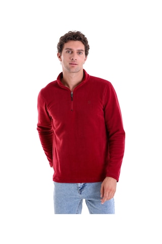 Hatemoğlu Regular Fit Düz Tam Boy Fermuarlı Polar Sweatshirt Bordo
