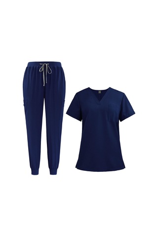 Dolıty Hemşirelik Ovalama Seti V Yaka Hemşire İş L-koyu-mavi