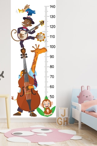 Müzisyen Hayvanlar Boy Ölçer Sticker Boy Ölçüm Cetveli