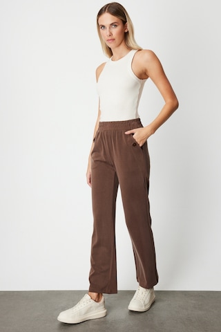 On Kadın Cebi Düğme Detaylı Eşofman Altı 66107 Kahverengi Kahverengi