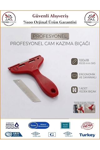 Trendhomm Cam Kazıma Bıçağı - Cam Temizleme Bıçağı - Geniş Ağızlı