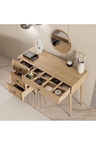 2254 Rose Ahşap Ayaklı Mdf Çerçevli Makyaj Masası Sepet-yunus