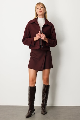 Ekol Kadın Torba Cepli Crop Mont 6013 Bordo Bordo