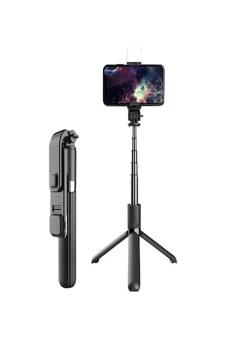 Led Işıklı Tripod Standı Kablosuz Bluetooth Uzaktan Kumandalı Selfie Çubuğu Çubuğu Yeni Youtuber