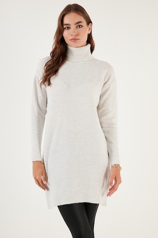 Lela Balıkçı Yaka Uzun Kollu Triko Bayan Tunik 4614585 Açık Gri