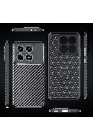 Xiaomi Mi 14t Pro Uyumlu Kılıf Karbon Tasarım Kamera Korumalı Silikon Telefon Kılıfı Kapak