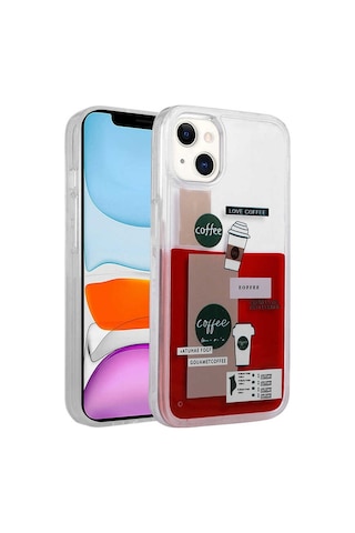 Zeyline Apple Uyumlu iPhone 14 Plus Desenli Sıvılı Zore Drink Silikon Kapak-no1