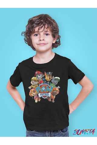 Bumeta Paw Petrol Chase Rocky Rubble Skye Zuma Karakter Characters Çocuk Tişört T-shirt Siyah
