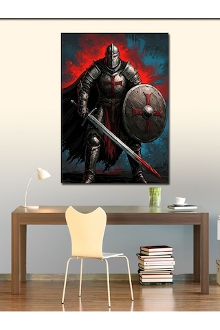 Kanvas Tablo Şövalye Ve Kalkan 50cmx70cm