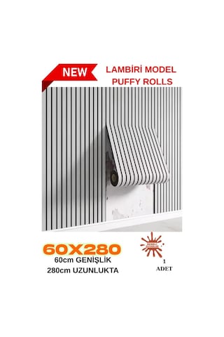 60cm X 280cm 1 Adet Kendinden Yapışkanlı Açık Gri Lambiri Desenli Duvar Paneli Kağıdı Yg006