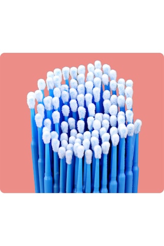 Qingmipy Mavi Kutu 100 Adet Mikro Fırça Diş Temizleme, Maskara & Göz Brows Temizlik Q-tips - Plastiği Malzeme