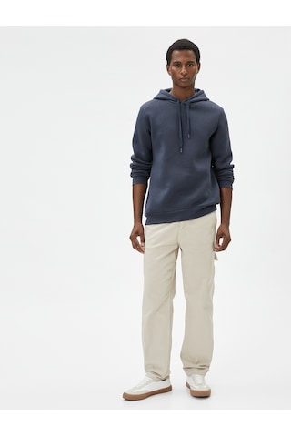 Koton Basic Kapşonlu Sweatshirt Uzun Kollu Ribanalı Antrasit 4sam70001mk Antrasit
