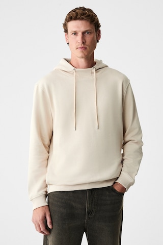 Grimelange Alessıo Erkek %100 Pamuk Kapüşonlu Kordon Detaylı Oversize Fit Bej Sweatshirt Bej
