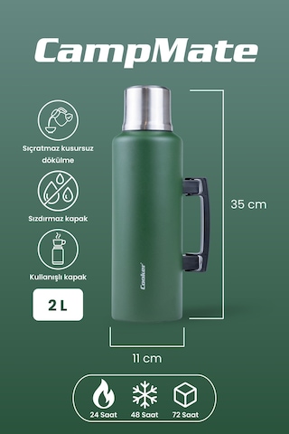 Cooker Campmate 2 Litre Paslanmaz Çelik Termos Yeşil