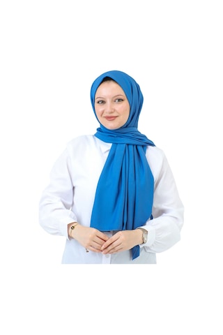 Şal Zarif Başörtüsü Eşarp Tesettür Giyim Uzun Abiyelik İndigo