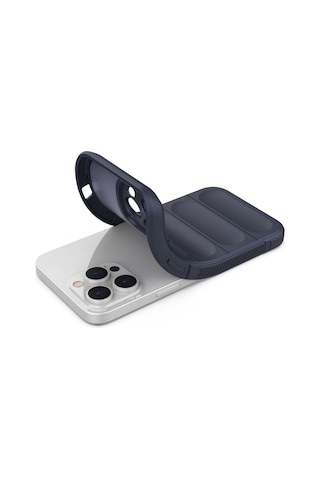 Apple Uyumlu iPhone 16 Pro Kılıf Optimum Lens Çerçeveli Silikon Kapak Lacivert