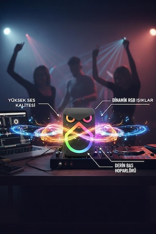 Torima D80 12 W Rgb Işıklı Mikrofonlu Kablosuz Taşınabilir Hoparlör