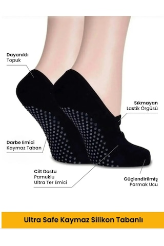 Heren Socks Heren 2'li Kadın Babet Çorap Pamuklu Kaymaz Silikon Taban Yoga Pilates Dans Siyah - Yeşil