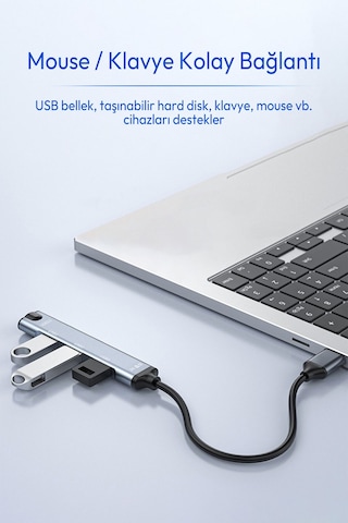 4 Port Usb Çoklayıcı Hub, Usb 2.0 Ve Usb 3.0 Destekli Otg Adaptör, Telefon Tablet Laptop Pc Uyumlu, Klavye Mouse Usb Bellek Hard Disk İçin 480mbps Tak Çalıştır N802