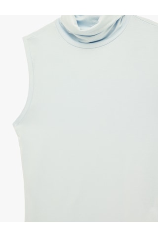 Koton Slim Fit Kolsuz Dik Yaka Viskon Bluz Mavi 6sak70005pk Mavi