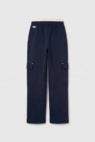 TOMMYLIFE Lacivert Çift Kemerli Kargo Cepli Palazzo Kız Çocuk Eşofman Alt - 75198