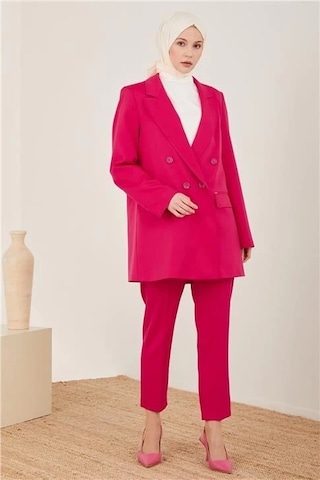 Armine Arkası Simli Lastikli Pantolon 23y2437 Fuşya Pembe