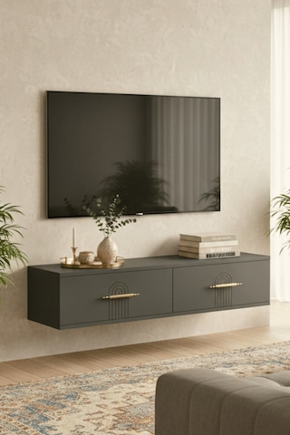 Tda1215a - İda120 Duvara Montaj Tv Stand, Tv Rafı, Tv Sehpası Antrasit 120cm