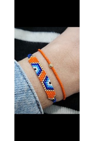 Harmel Jewelry Miyuki Turuncu Nazar İkili Bileklik
