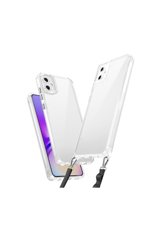 Zore Samsung Galaxy A06 Uyumlu Kılıf Airbagli Takılabilir Askı Aparatlı Omsy Snap Silikon Kapak-şeffaf Şeffaf