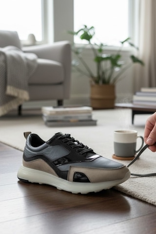 Enoch Erkek Casual Sneaker - Hakiki Deri Detaylı Hafif Taban Günlük Yürüyüş Ayakkabısı Gri