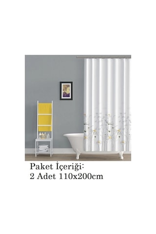 Tropik Home-daisy Papatya-çift Kanatlı Banyo Duş Perdesi 110x200 Yeşil