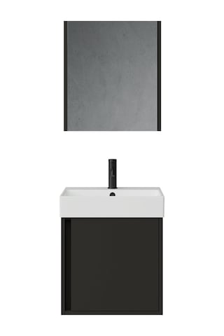 Vasa Kapaklı 50 Cm Antrasit Lavabo Dolabı Üçlü Set