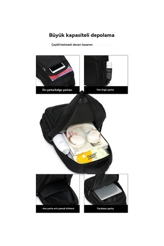 Sırt Çantası Erkek Büyük Kapasiteli Bilgisayar Çantası Üniversite Öğrencisi Sırt Çantası Kırmızı - Gri