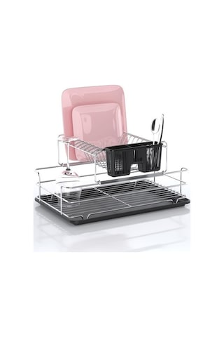 Evistro 2 Katlı Ayrı Ayrı Kullanılabilen Tabaklık Bulaşıklık Siyah Tepsi Siyah