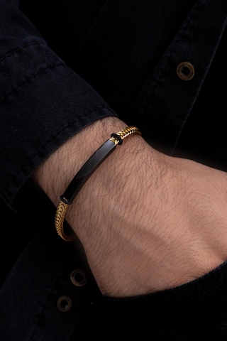 Erkek Çelik Bileklik - İsim Yazılabilir Altın Kaplama Gurmet Zincir Erkek Bileklik Gold