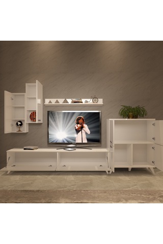 Decoraktiv Eko 6 Slm Std Retro Tv Ünitesi Tv Sehpası Beyaz