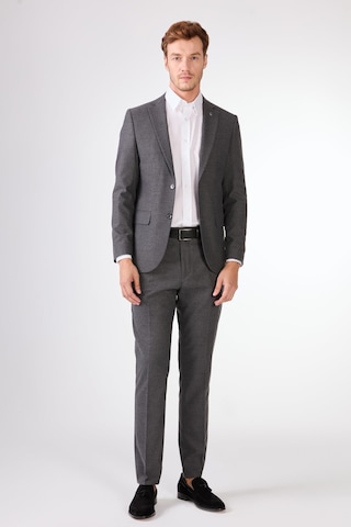 Dufy Koyu Gri Mono Yaka Slim Fit Casual Takım Elbise K.gri