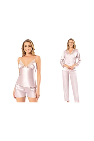 Carmella 1330 Ipek Saten 6 Lı Kadın Gecelik Sabahlık Pijama Takım (536145968)