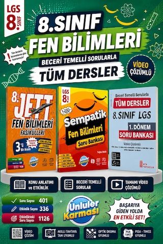 8.sınıf Jett Fen Bilimleri Fasikülleri-sempatik Fen Bilimleri Soru Bankası -1.dönem Tüm Dersler Sb.