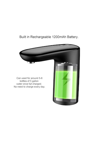 Xindoker Usb Şarjlı Taşınabilir Su Pompası - 5 Galon Otomatik Su Dispanseri Siyah