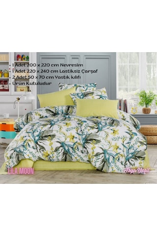 Ranforce Light Asya Yeşil Çift Kişilik Nevresim Takımı Yeşil Beyaz