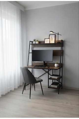 Modern Raflı Çalışma Masası 60x150 - Bilgisayar Ofis Ders Masası Oyuncu Masası Metal Siyah