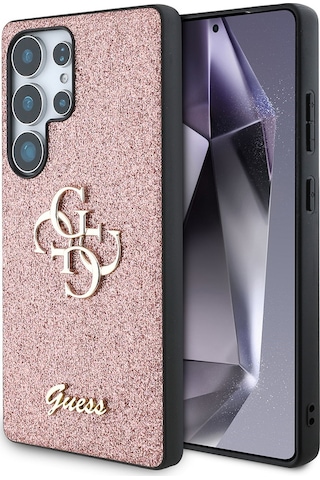 Galaxy Uyumlu S25 Ultra Kılıf Guess Lisanslı 4g Büyük Metal Logolu Glitter Kapak Pembe