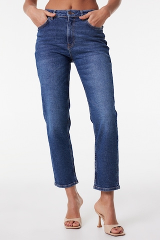 Lee Carol Regular Fit Normal Kesim Yüksek Bel Düz Paça Mavi Kadın Esnek Jean Denim Kot Pantolon L30U014XT Koyu Mavi